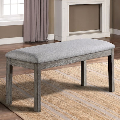 Bura Rustic Grey Upholstered Bench by Furniture of America