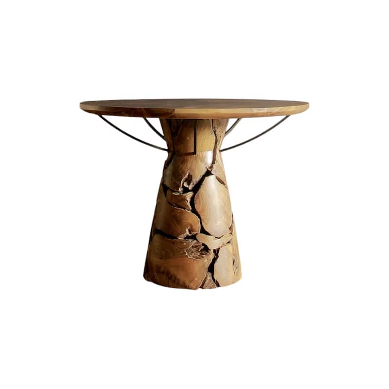 HomeRoots 39" Natural Reclaimed Wood Pedestal Base Round Top Dining Table - 39.40 in. x 30.70 in. x 39.40 in.