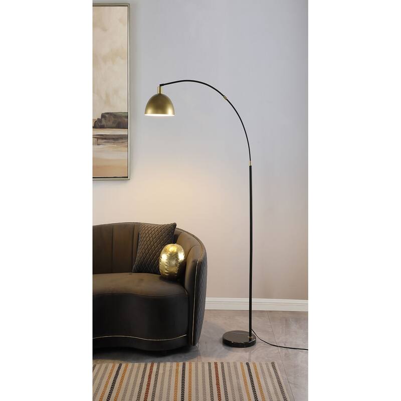 Gloria 74-Inch Arched Dome Shade Metal Floor Lamp Black