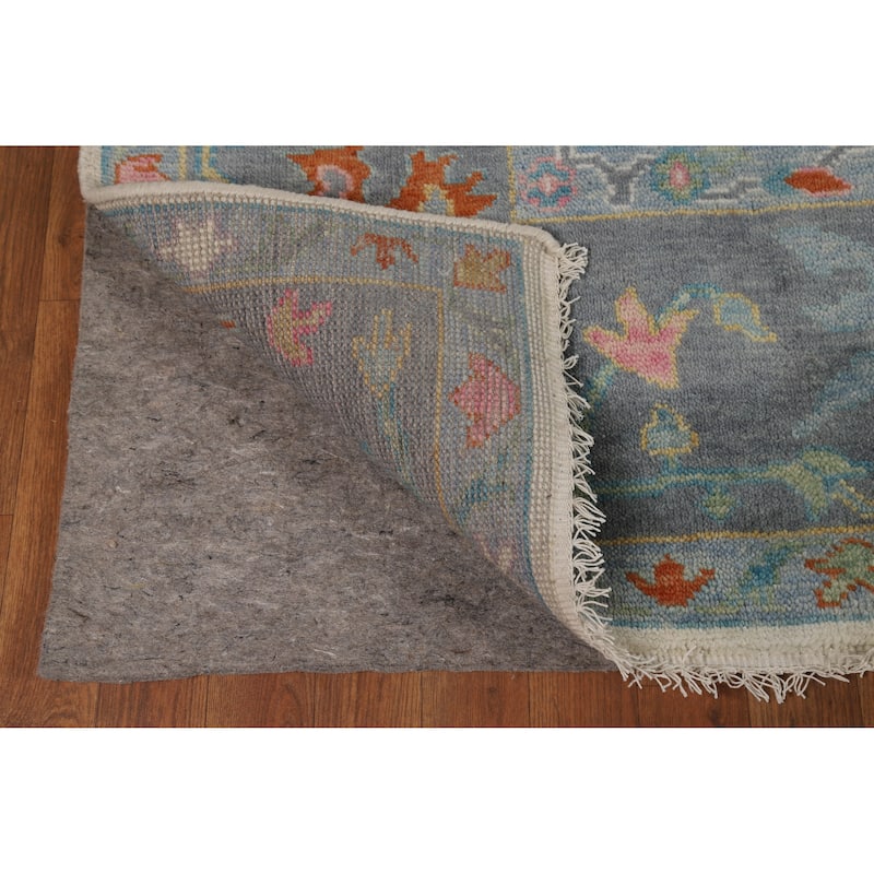 Ivory Oushak Indian Area Rug Hand-Knotted Wool Carpet - 7'9" x 10'3"