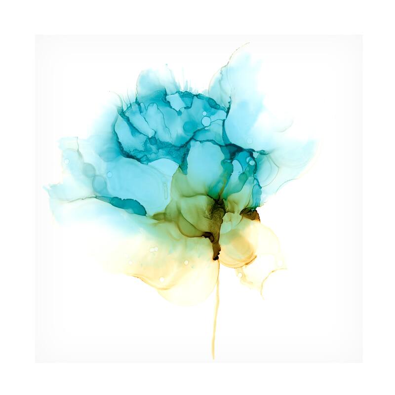 Jennifer Goldberger 'Blooming Cyan I' Canvas Art
