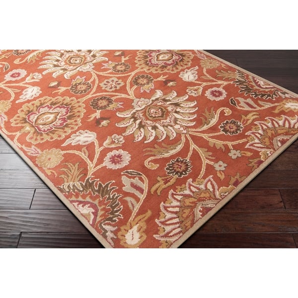 Hand Tufted Alameda Traditional Floral Wool Area Rug On Sale Overstock 8757418 8 Round Orange