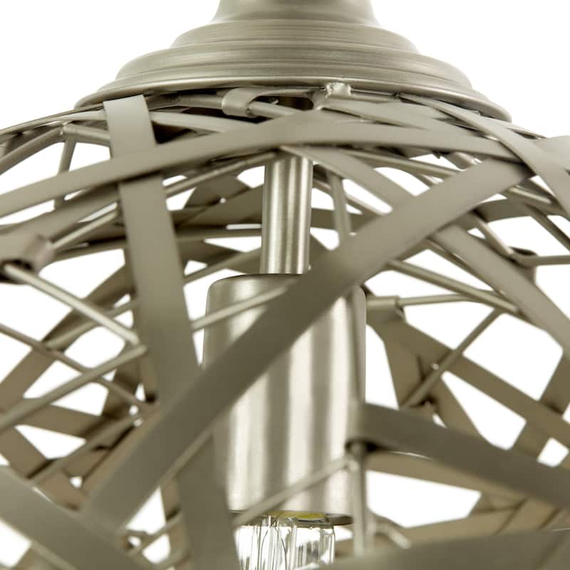 Talia River of Goods Nickel Metal 16-Inch Pendant Light with Adjustable Hanging Cord - 16'' x 16'' x 78''