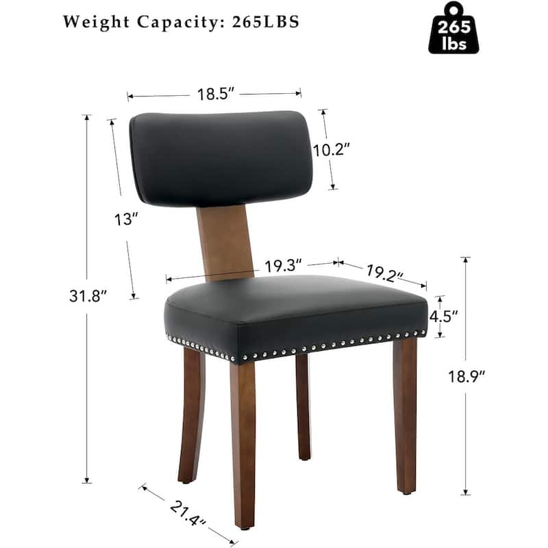 Modern Fabric Dining Chairs, Upholstered Kitchen Chairs with Hardwood Frame, Wood Legs, Nailhead Trim