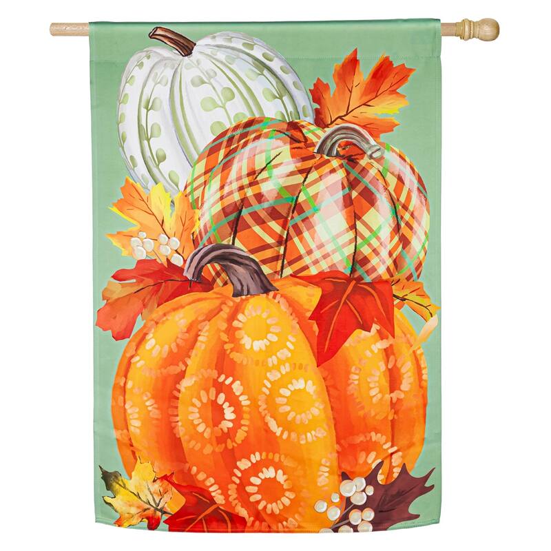 Painted Fall Pumpkins House Suede Flag