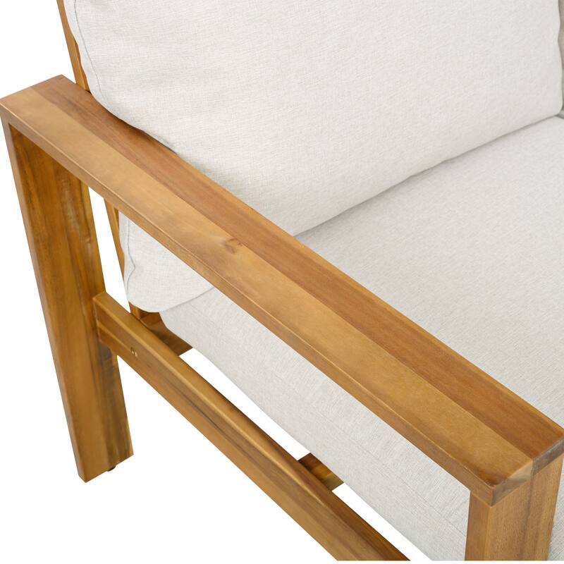 Christopher Knight Home - Ethan Outdoor 3-Piece Acacia Wood Sectional Sofa Set with Cushions