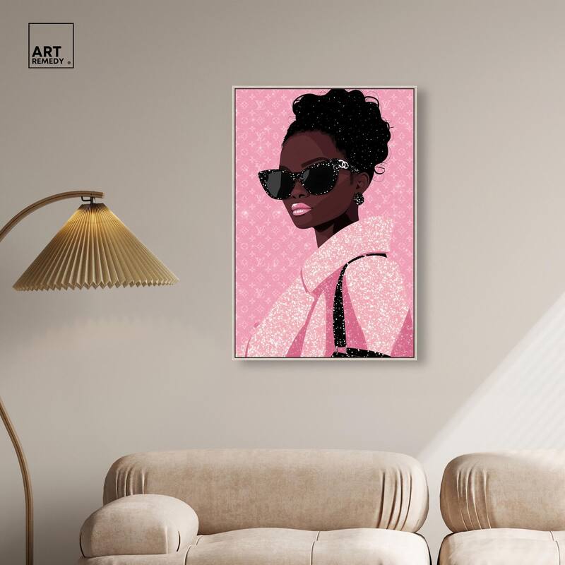 Pink Luxury Woman Canvas by Art Remedy