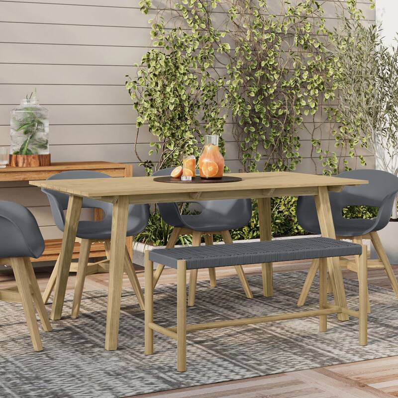 WYNDENHALL Soraya 18 inch x 46 inch Contemporary Outdoor Indoor Bench - 15.7" D x 46" W x 17.9" H - Grey
