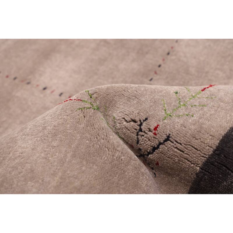 ECARPETGALLERY Hand Loomed Kashkuli Gabbeh Light Grey Wool Rug - 5'2 x 7'0