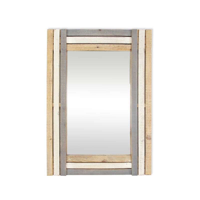 32" Wooden Framed Rectangular Wall Mirror