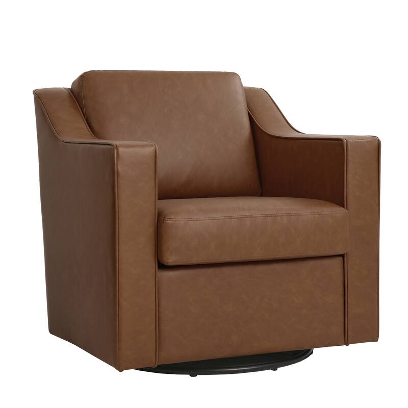 30'' W Vegan Leather/ Chenille Swivel Accent Chair