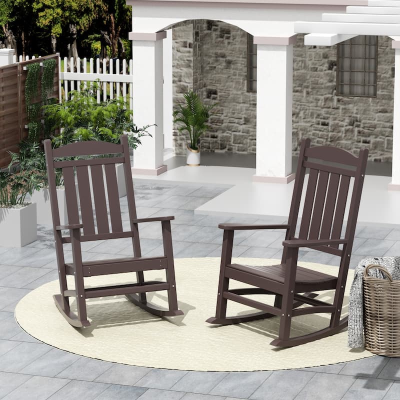 Laguna Hdpe All Weather Outdoor Patio Rocking Chair (Set of 2) - Dark Brown