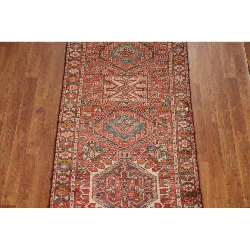 Tribal Geometric Gharajeh Persian Runner Rug Handmade Wool Carpet - 2'9"x 11'1"