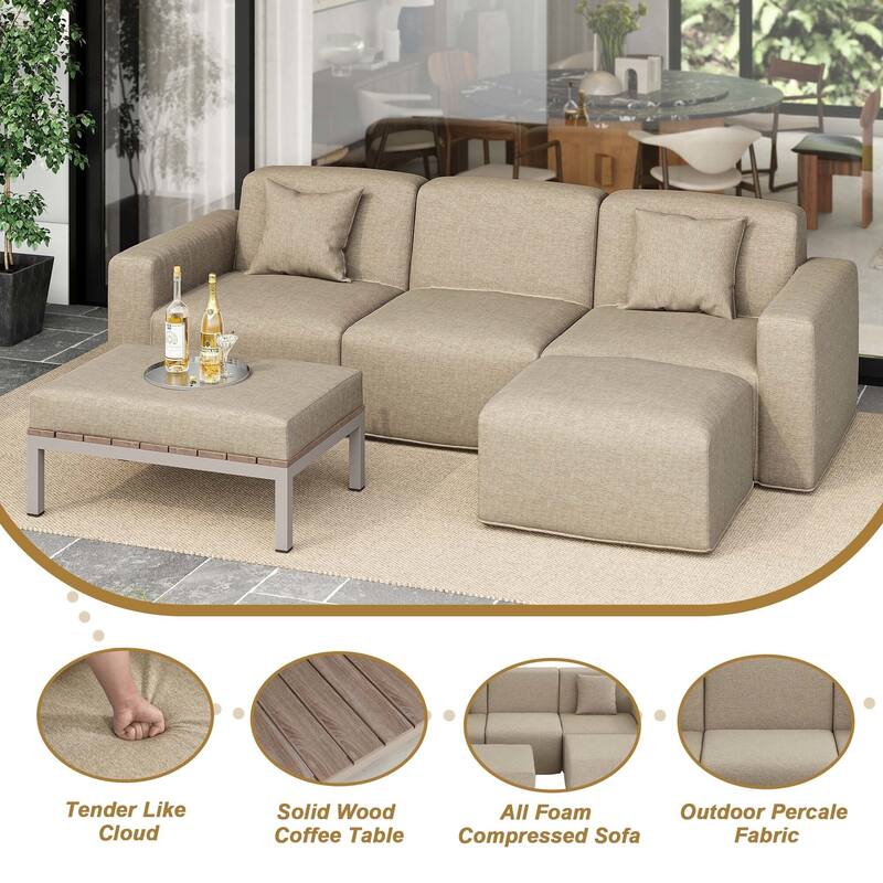 5-Piece Modular Sets Sectional Sofa Set Patio Conversation Sets