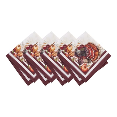 Autumn Heritage Turkey Engineered Napkins, Set of 4 - 17x17