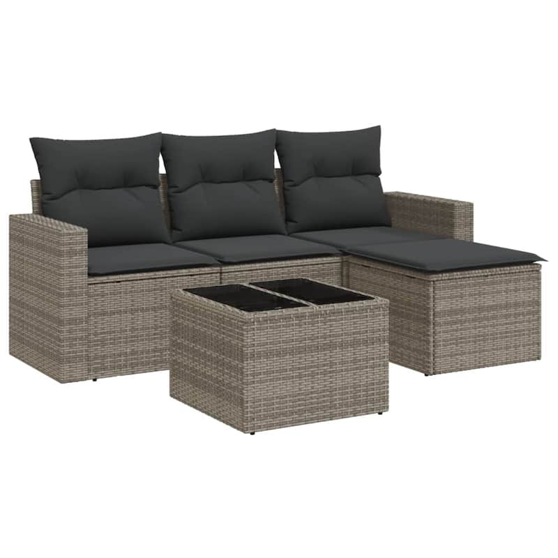 vidaXL Garden Sofa Set Gray PE rattan Modular Garden Sofa Set - 24.4 x 25.8 x 27.2