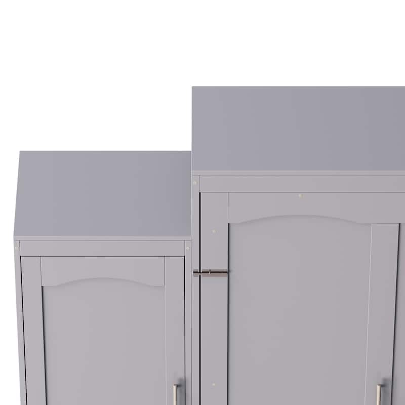 Murphy Bed, Wooden Wall Bed with 2 Wardrobe and Storage Shelf
