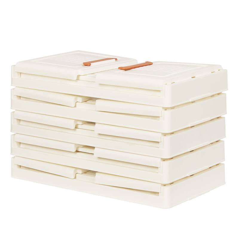 VECELO Stackable Foldable Storage Bins with Wheels and Lids, Plastic Organizer for Closet, Kitchen, Garage, Car, Laundry Room