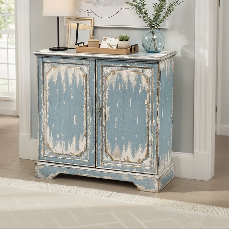 Brenna Distressed 2 Door Cabinet Blue