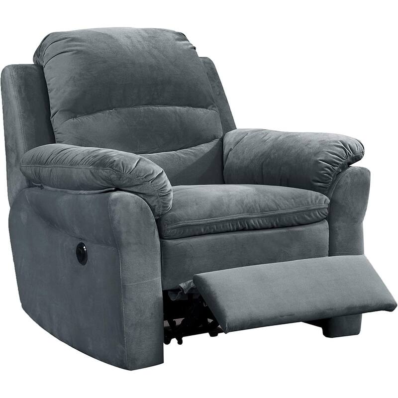 Felix Collection Contemporary Style Fabric Upholstered Living Room Electric Recliner Power Chair, Dark Grey