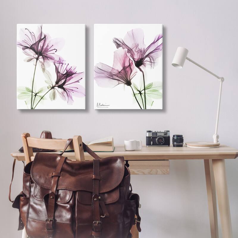 Stupell Purple Flower Bloom Design, 2pc Multi Piece Canvas Wall Art Set