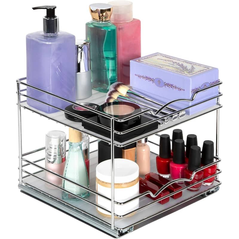 Hold N' Storage - 2 Tier Pull Out Cabinet Organizer for Spices, Cans - Heavy Duty with Lifetime Limited Warranty