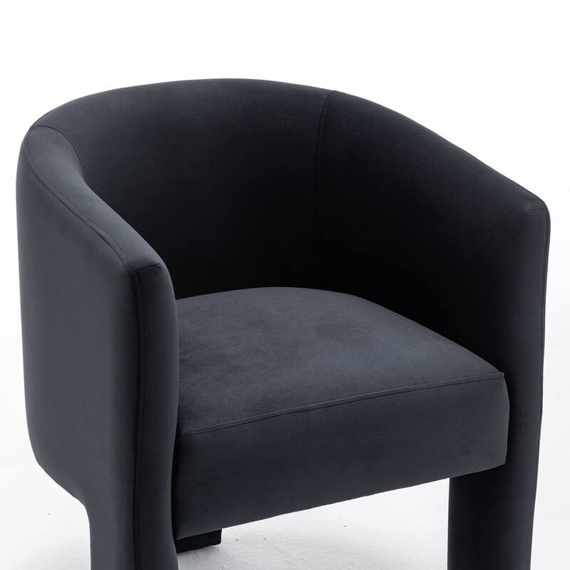 SEYNAR Modern Velvet Accent Chair, Upholstered Barrel Chair with Unique Solid Base for Living Room Soft Club Chair