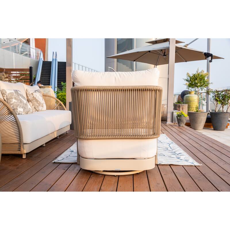 Malibu Outdoor Aluminum Swivel Chair with Sunbrella® Cushions