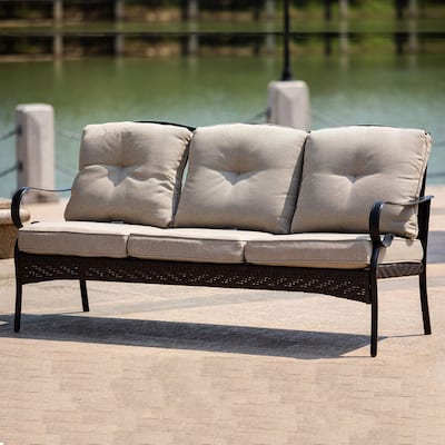 Outdoor Iron 3 Seater Sofa with Cushions for Patio