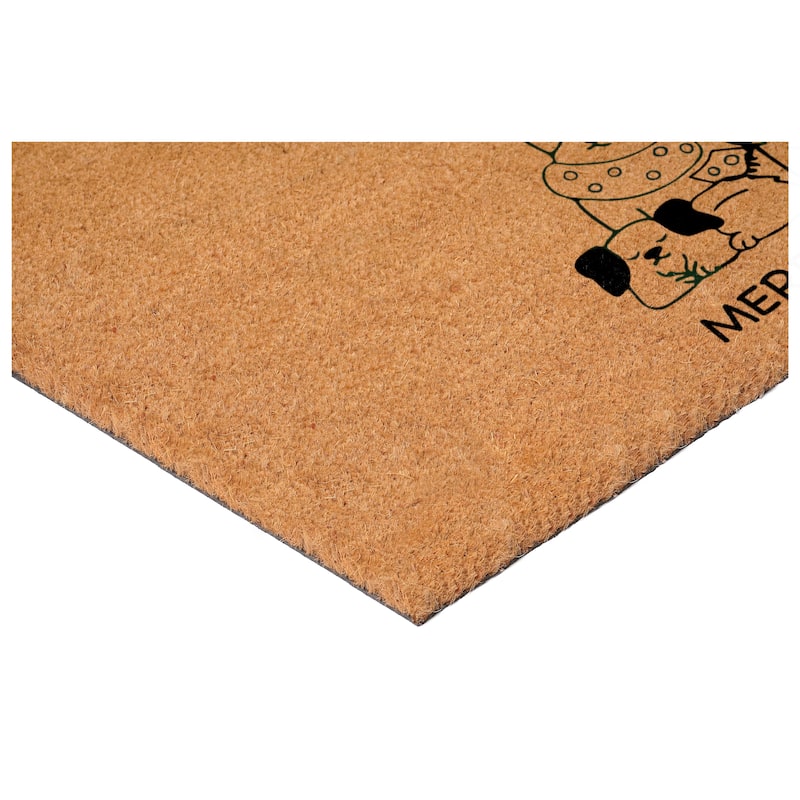 HomeRoots 24" X 36" Brown And Black Christmas Outdoor Coir Door Mat - 24.00' X '36.00