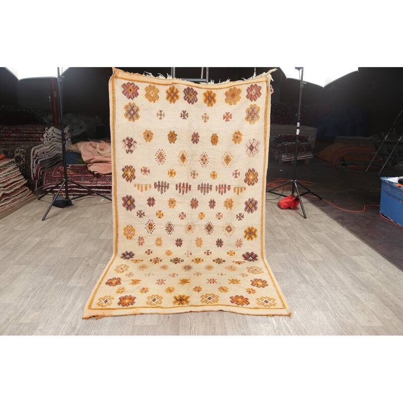 Tribal Moroccan Oriental Area Rug Wool Hand-knotted Foyer Carpet - 4'7" x 7'10"