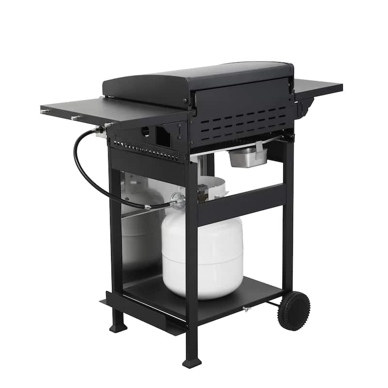 3 Burner BBQ Propane Gas Grill, Stainless Steel 36900 BTU Patio Garden Barbecue Grill with Two Foldable Shelves