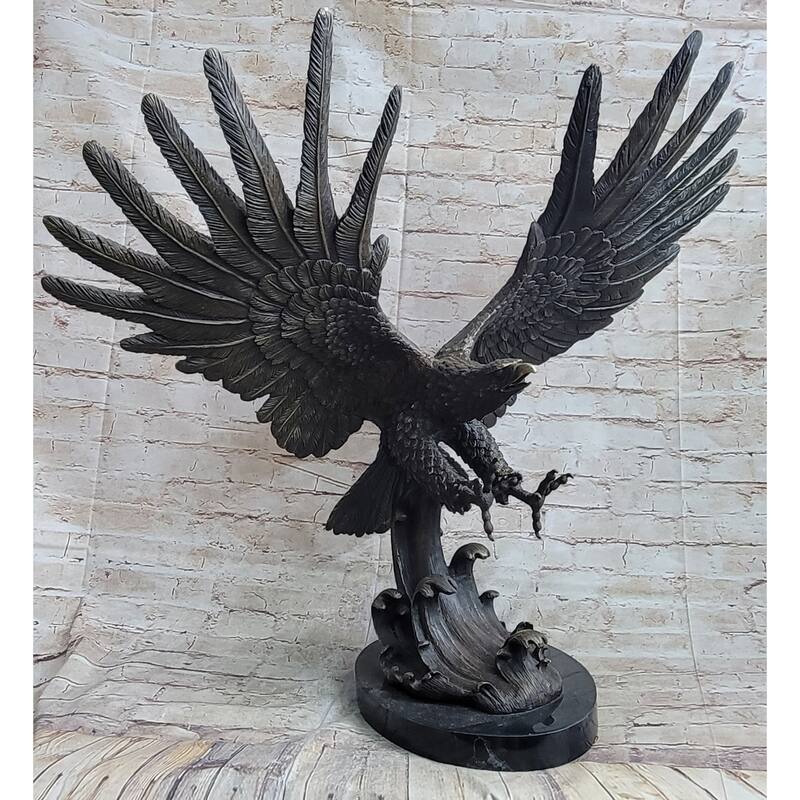 Bronze Metal Eagle Statue Sculpture Garden Yard Original Casting 26 Inches X 31 Inches