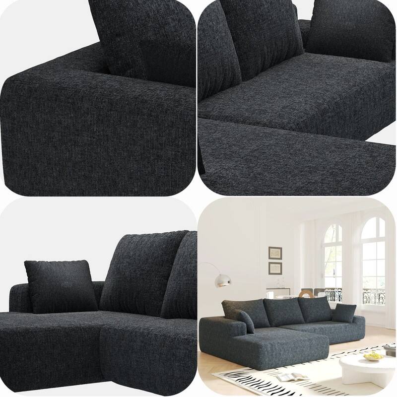 Momei L-Shaped Sofa - High-Density Foam with Spring, Multiple Cushions, Living Room