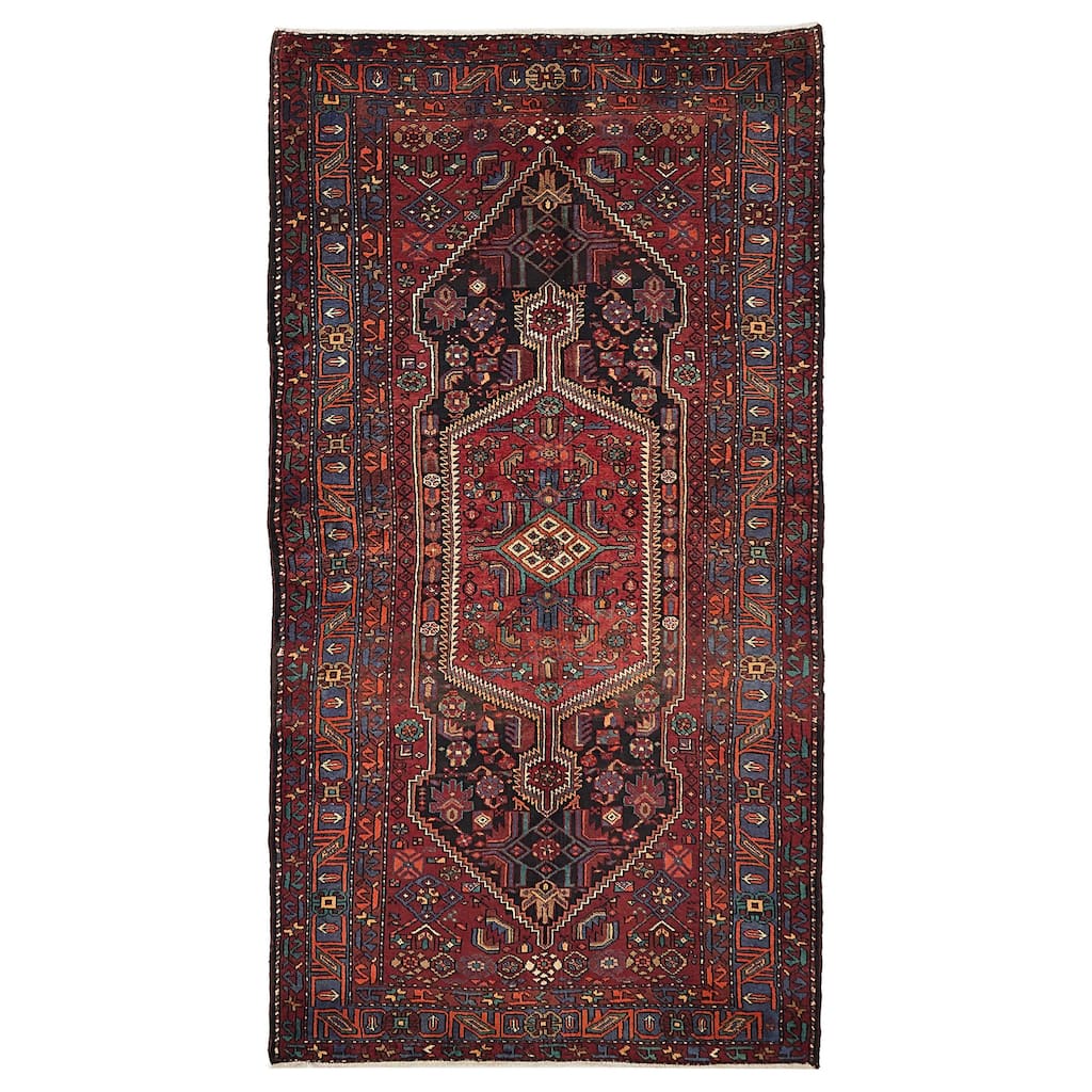 ECARPETGALLERY Hand-knotted Anatolian Vintage Black, Red Wool Rug - 5'2 x 9'9