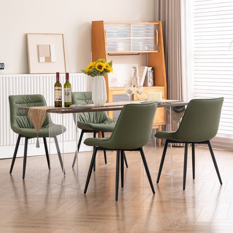 Faux Leather Dining Chairs Set of 2, Modern Upholstered Seat