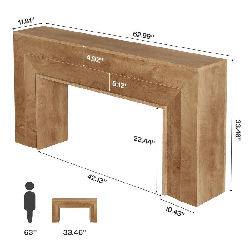 63" Long Wooden Console Table, Narrow Sofa Tables Behind Couch - 11.81" D x 62.99" W x 33.46" H