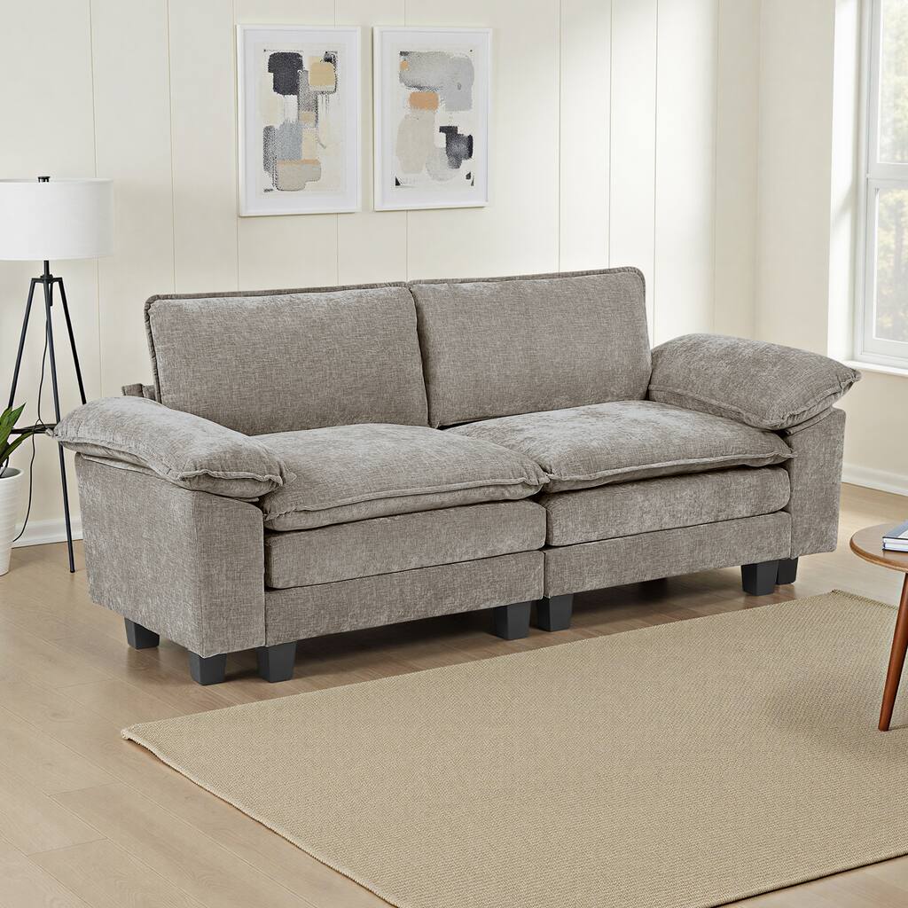 Terra 87" Chenille 2-Seater Loveseat - Adjustable Arm Pillows