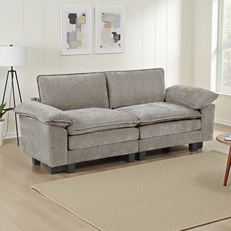 Terra 87" Chenille 2-Seater Loveseat - Adjustable Arm Pillows