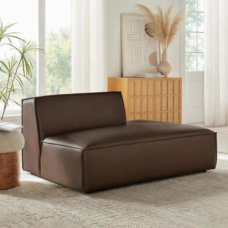 Restore Vegan Leather Right-Facing Armless Modular Chaise - Espresso