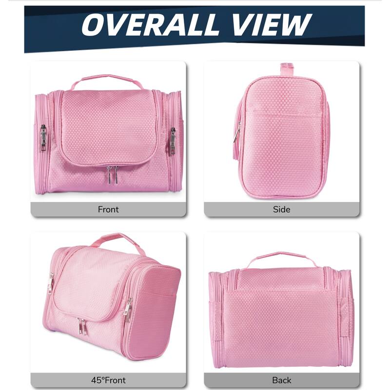 Large Hanging Toiletry Bag for Travel & Daily Use, Water-Resistant Dopp Kit for Makeup, Shaving, Toiletries