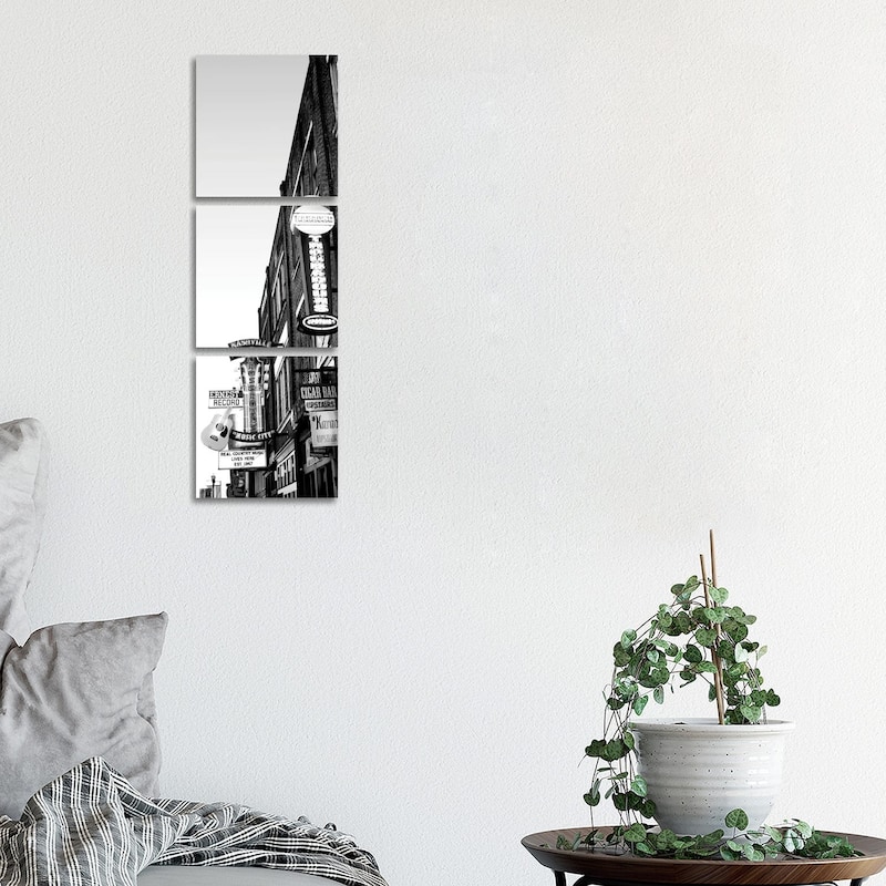 iCanvas "Neon Signs At Dusk, Nashville, Tennessee, USA" by Panoramic Images 3-Piece Canvas Wall Art Set - 36x12x1.5