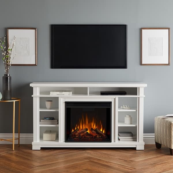 Shop Belford Media Electric Fireplace In White Overstock 24071914