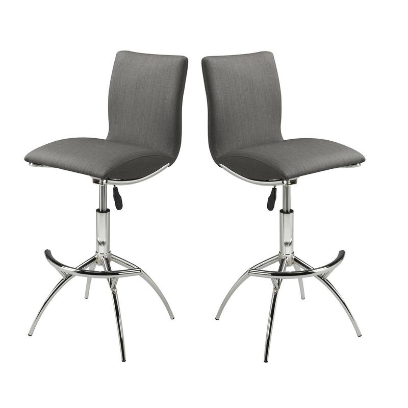 Modern Barstool Leatherette/Chrome Adjustable Height In Black Color