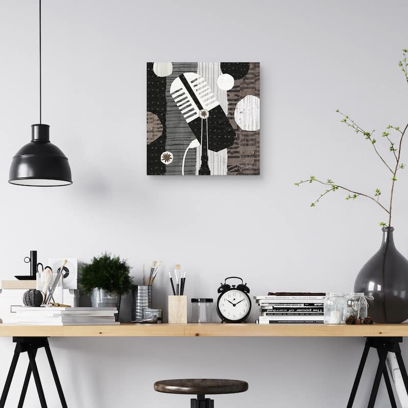 Rock N Roll Mic Neutral by Michael Mullan Canvas Art Print