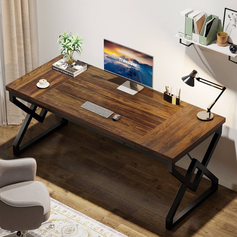 63-in Executive Desk, Larg Computer Desk for Home Office
