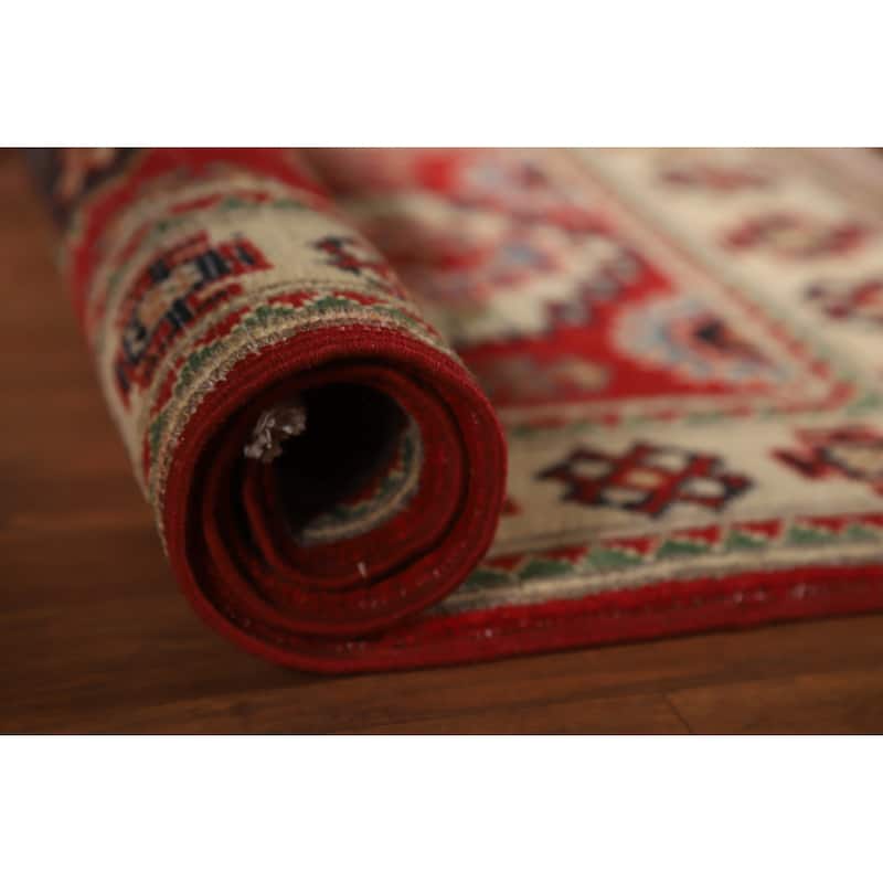 Red Kazak Oriental Accent Foyer Rug Hand-Knotted Wool Carpet - 2'0"x 3'0" - 2'0"x 3'0" - Red