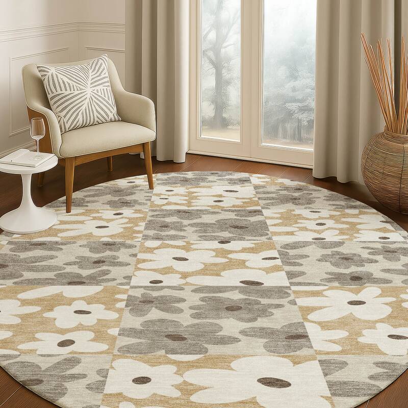 Machine Washable Indoor/ Outdoor Floral Krissy Chantille Rug