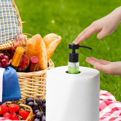 SunnyPoint Heavy Weighted Paper Towel Holder Stand Dispenser Built-in Pump Bottle