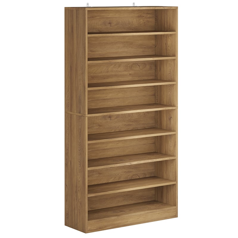 9 Tiers Shoe Cabinet 40-45 Pairs Heavy Duty Wood Freestanding Shoe Storage Cabinet with Open Storage for Entryway